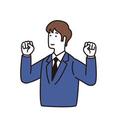 ガッツポーズをするスーツ姿のビジネスマンのイラスト
