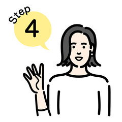 ステップ4　工程を説明する女性
