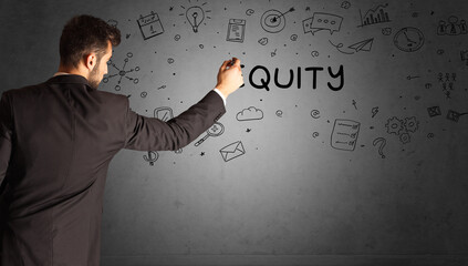 businessman drawing a creative idea sketch