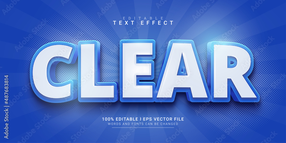 Fototapete editable text effect clear 3d text style