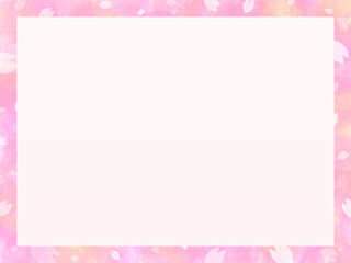 フレーム　桜　春　枠　飾り枠　飾り罫　花　水彩　花びら　花柄　背景　背景素材　壁紙　模様　柄