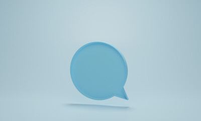 Chat bubble icons or speech bubbles sign symbol on blue pastel background. Concept of chat, communication or dialogue. 3d rendering illustration.