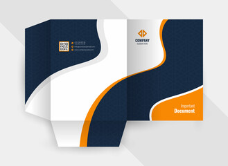 Business presentation folder template for corporate office with black and orange color