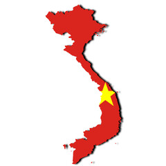 Vietnam map on white background with clipping path 3d illustration