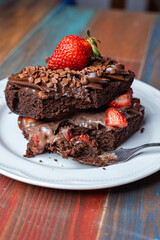 chocolate cake with strawberries