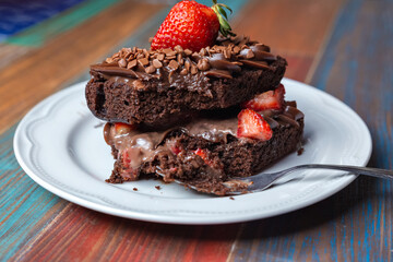 chocolate cake with strawberries