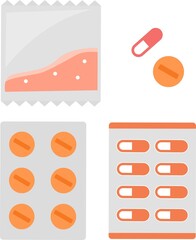 飲み薬の可愛いイラストセット（オレンジ）