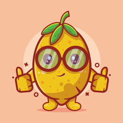 cute lemon character mascot with thumb up hand gesture isolated cartoon in flat style design. great resource for icon,symbol, logo, sticker,banner.