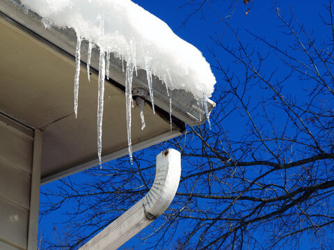 gutter damage - ice accumulation