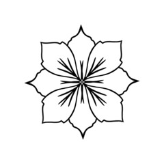 Isolated flower element in doodle style on white background for beauty design and postcard decoration