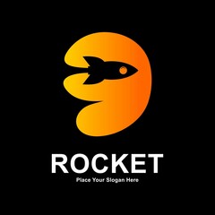Number 9 with rocket logo vector template. Suitable for app icon, business, technology, education, corporate identity, initial and labels.