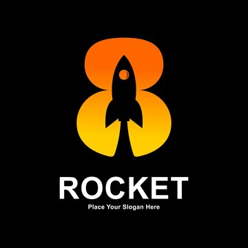 Number 8 with rocket logo vector template. Suitable for app icon, business, technology, education, corporate identity, initial and labels.