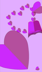 Pink background with hearts and clouds