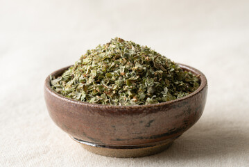 Dried Marjoram Herb in a Bowl