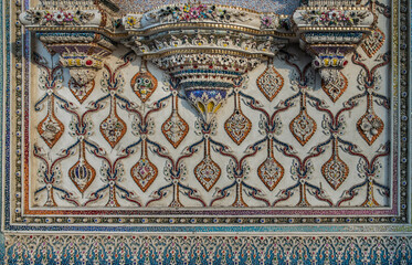 Bangkok, Thailand. Feb - 10, 2022 : Elaborate sculptures is made of bricks and mortar, decorated...