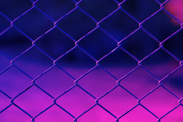 Iron fence under purple gradient background.
