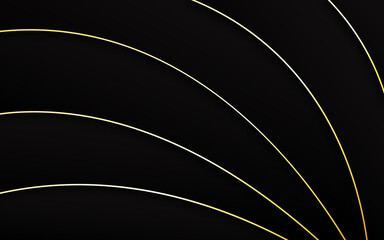 Fototapeta premium Abstract fluid wave curve banner with dark background vector illustration. Abstract background. Golden line wave. Luxury style. Vector illustration. abstract golden curve line black background.
