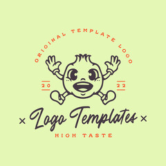 cute onion cartoon character logo. cute character template logo.