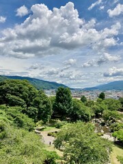 Fototapeta na wymiar View from a Japanese castle