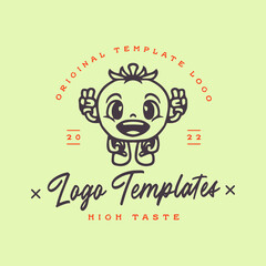 cute cartoon tomato character logo. cute character template logo.