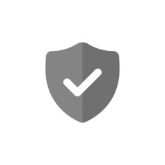 Shield with check mark grey flat vector icon