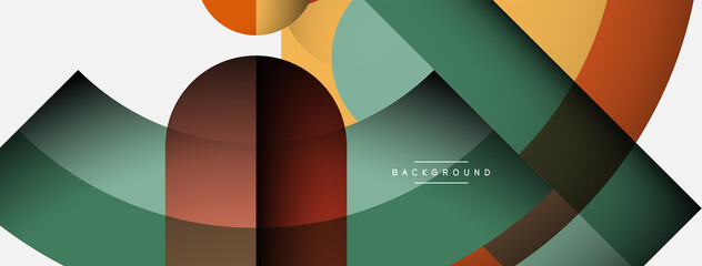 Geometric abstract background. Round shapes, circles, lines composition for wallpaper banner background or landing page