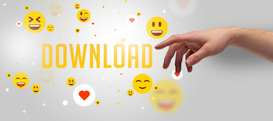 Close-Up of cropped hand pointing at social media concept