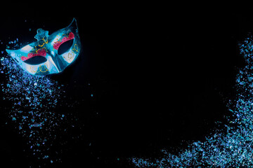 Jewish holiday tradition carnival blue mask for Purim.