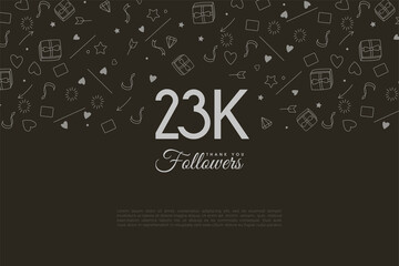 Fototapeta na wymiar 23k followers background with numbers illustration.