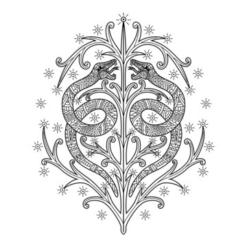 recommend clip art: Hand drawn of snake in zentangle style