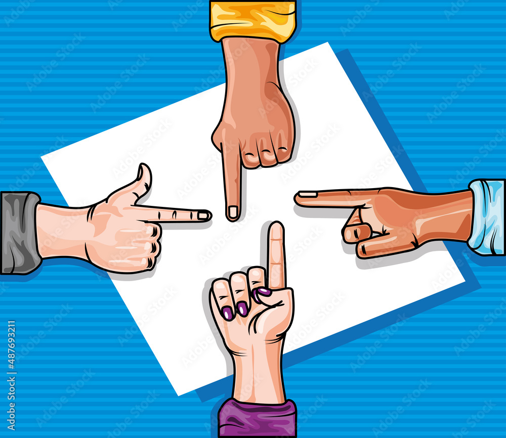 Poster pointing with index fingers at something