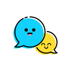 Vector Cute Modern Chat Bubbles With Faces