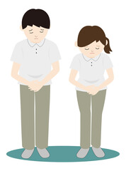 謝罪の気持ちで丁寧にお辞儀する介護、ヘルパーなどのスタッフ