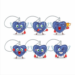 A sporty angel heart necklace boxing athlete cartoon mascot design