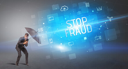 defending with umbrella from cyber attack