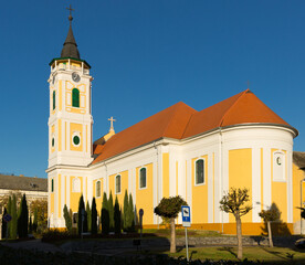 View of Catholic Church of St. Francis at Franciscan Monastery in hungarian city Baja