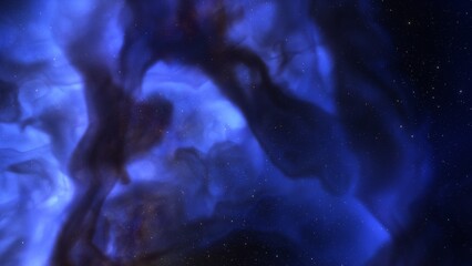 Colorful smoke clouds on dark background 3d render