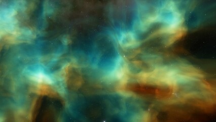 Colorful smoke clouds on dark background 3d render