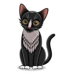 Black cat cartoon on white background