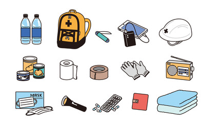 防災グッズのシンプルなイラスト