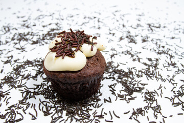 achocolatado, alimento, pastel, postre, bombones, café, blanco, aislada, aperitivo, caramelo, delicioso, cookies, azucarar, bollería, pastelería, asado, café, moreno, pastel, madalena, madalena, bombo