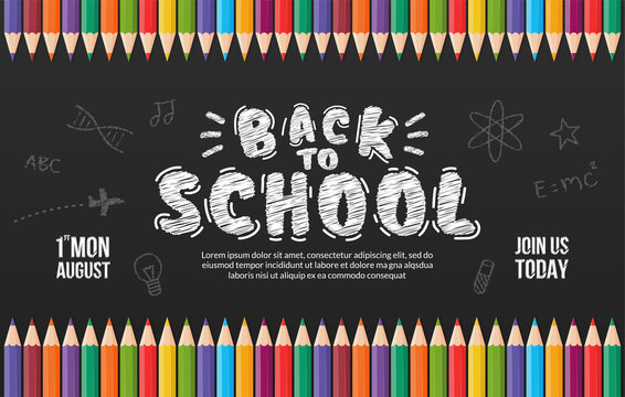 Welcome back to school background with colour pencils, Concept of education banner with back to School lettering design