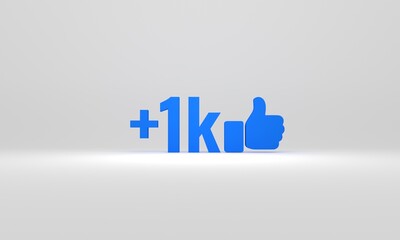 1k social media 3D icon isolated on white background. Social media concept background.
