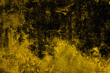 Abstract grunge textured abandoned yellow concrete wall surface for background