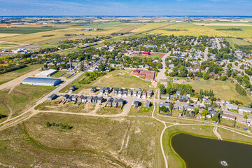 Aerial Drone View of the town of Dalmeny Saskatchewan