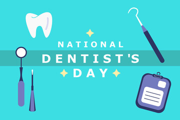 Dentist's Day Banner with dentist tools icon