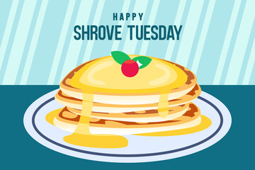 Flat pancake day horizontal banner