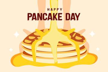 Flat pancake day horizontal banner - obrazy, fototapety, plakaty
