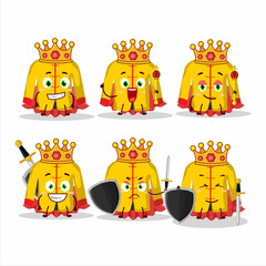 A Charismatic King yellow chinese traditional costume cartoon character wearing a gold crown