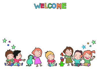 children character illustration. Children's illustrations with various movements. 